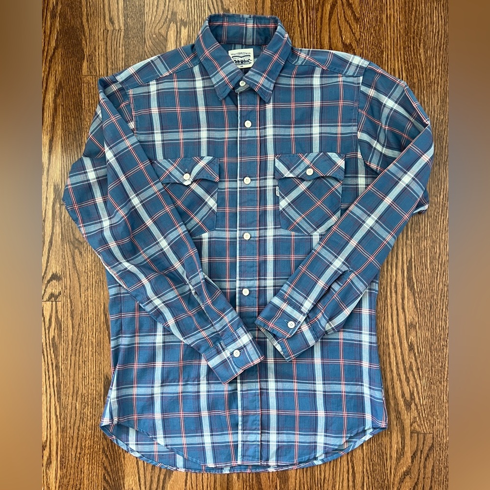 Vintage Levi’s Western Shirt | Blue/ Red | Men’s Medium